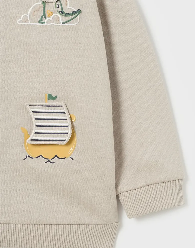 Дитячий пуловер Mayoral бежевий з капюшоном — Photo 8