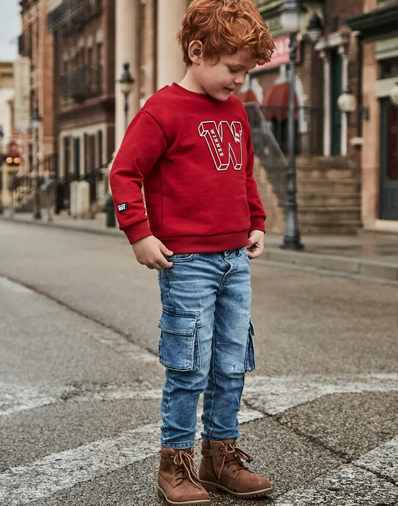 Дитячі джинсові штани Mayoral cargo denim блакитні — Photo 6