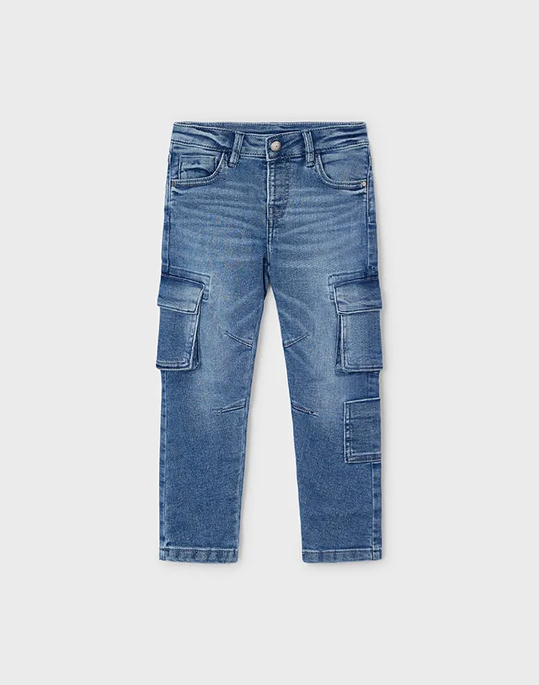 Дитячі джинсові штани Mayoral cargo denim блакитні — Photo 8