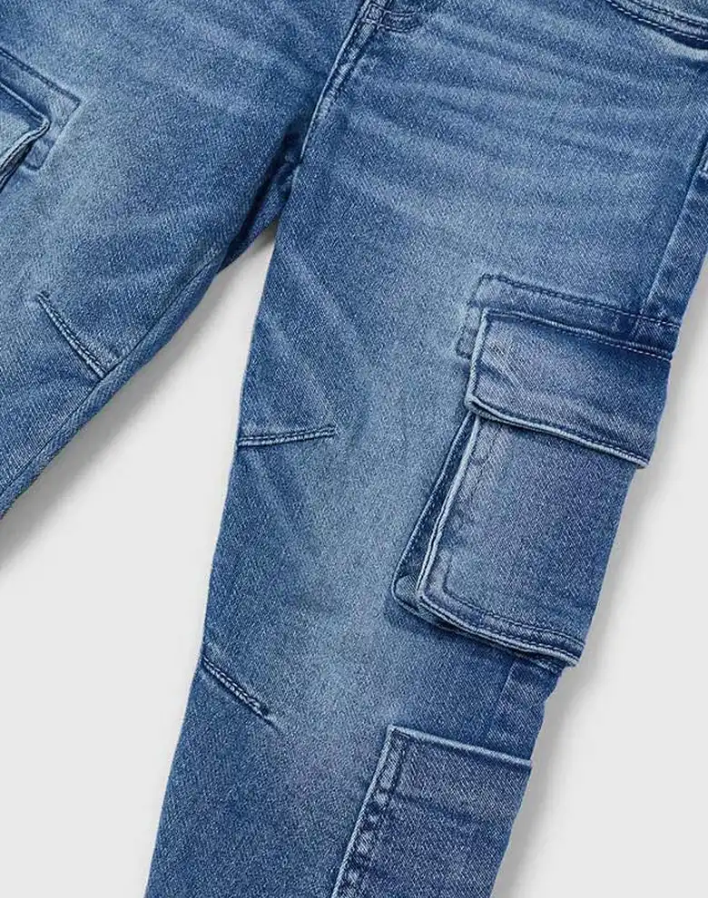 Дитячі джинсові штани Mayoral cargo denim блакитні — Photo 9