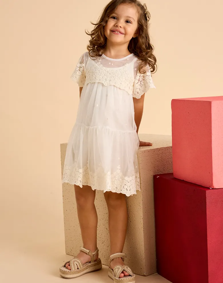 Дитяча сукня Mayoral кремова mini розкльошена — Photo 8